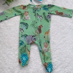 NWT Posh Peanut Safari Animals One Piece Footie Newborn NB Bamboo